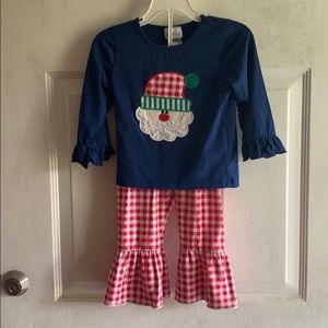 3t Christmas Santa Appliqué 2pc Outfit